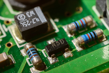 Electronic component on printed circuit board.