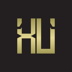 XU Logo with squere shape design template with gold colors