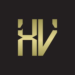 XV Logo with squere shape design template with gold colors