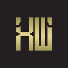 XW Logo with squere shape design template with gold colors