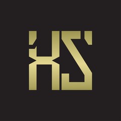 XS Logo with squere shape design template with gold colors