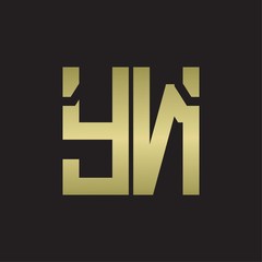 YN Logo with squere shape design template with gold colors
