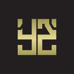 YZ Logo with squere shape design template with gold colors