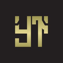 YT Logo with squere shape design template with gold colors