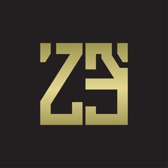 ZE Logo with squere shape design template with gold colors