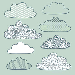Vector set of isolated clouds