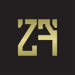 ZF Logo with squere shape design template with gold colors