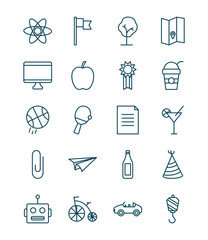 objects line style icon set vector design