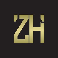 ZH Logo with squere shape design template with gold colors