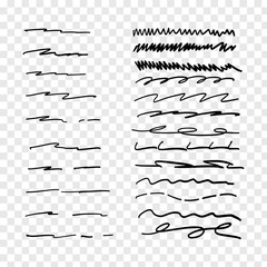 Vector collection of hand drawn underline