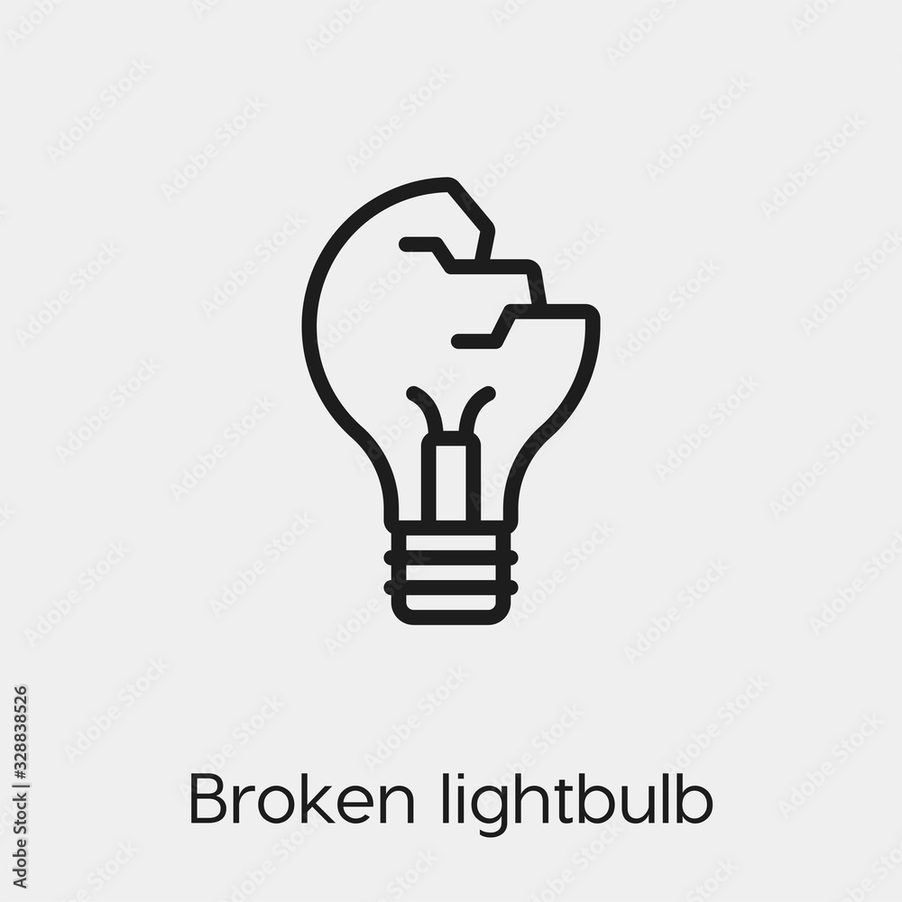 Poster broken lightbulb icon vector. linear style sign for mobile concept and web design. broken lightbulb 