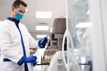 Researcher doing molecular allergy diagnostics in laboratory