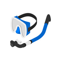 Isolated mask and snorkel icon for diving on a white background.