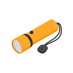 Portable flashlight isolated icon on a white background.