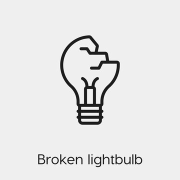 broken lightbulb icon vector. Linear style sign for mobile concept and web design. broken lightbulb symbol illustration. Pixel vector graphics - Vector.