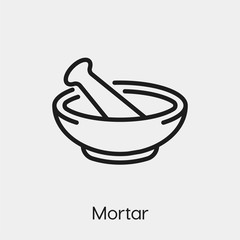 mortar icon vector. Linear style sign for mobile concept and web design. mortar symbol illustration. Pixel vector graphics - Vector.