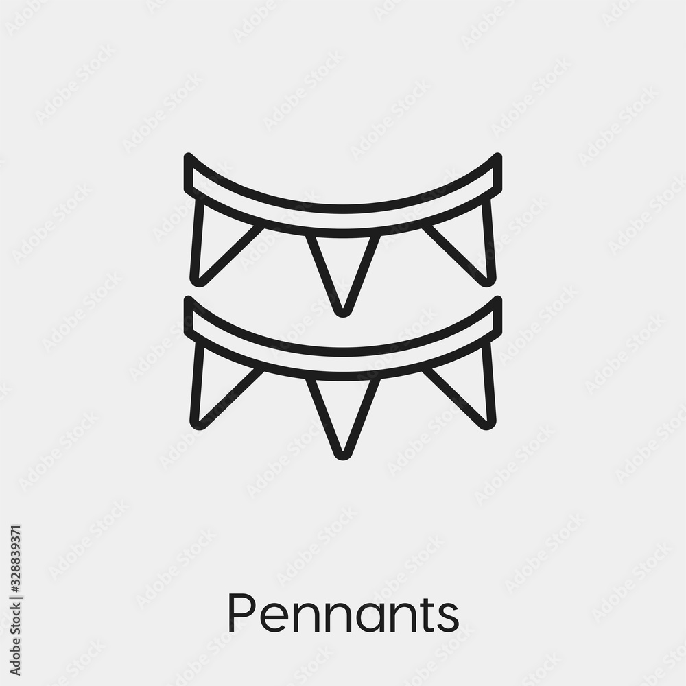 Poster decoration icon vector. Linear style sign for mobile concept and web design. pennants symbol illustration. Pixel vector graphics - Vector.