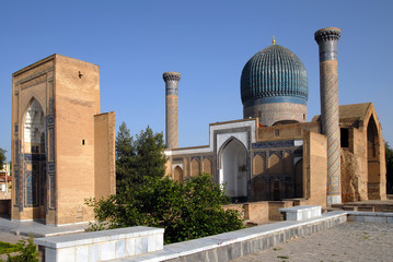Gur-e Amir Сomplex (15th-century mausoleum of Timur, mosaics & ornate carvings). Samarkand, Uzbekistan.