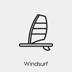 Windsurfing icon vector. Linear style sign for mobile concept and web design. Windsurf symbol illustration. Pixel vector graphics - Vector.