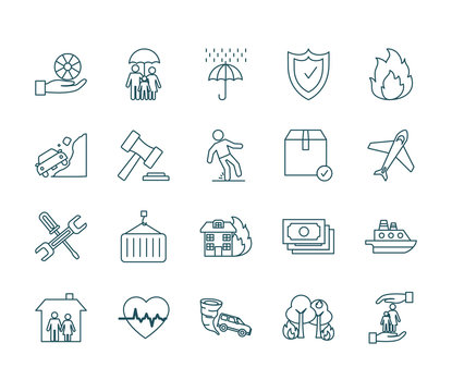 Insurance line style icon set vector design