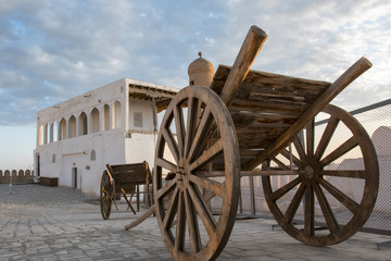 Arba (traditional wooden cart) in Ark fortress. Bukhara, Uzbekistan.
