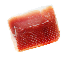 slices of  jamon serrano isolated on white background