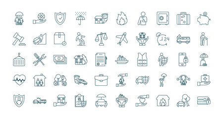 Insurance line style icon set vector design