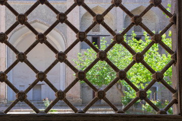 View from behind bars at Modarikhan Madrasah (uzbek 