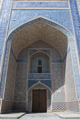 Portal of Abdullah Khan Mosque and Madrasa (16th century), part of Qosh madrasah complex. Bukhara,...