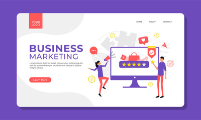 Trendy flat illustration. Customer reviews rating page concept. HeaderOnline shopping. Feedback. Customer support. Template for your design works. Vector graphics.