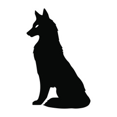 vector illustration of a black sihlouette of a dog or wolf