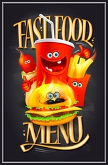 Fast food menu chalkboard design