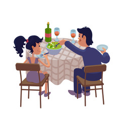 Husband and wife having dinner together flat cartoon vector illustration. Couple eating at table Ready to use 2d character template for commercial, animation, printing design. Isolated comic hero