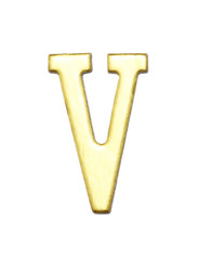 Letter V from Gold solid alphabet on white, This has clipping path.