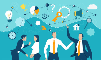 Business people discussing procedure on project. Making decisions, controlling and supporting the deal.  © IRStone