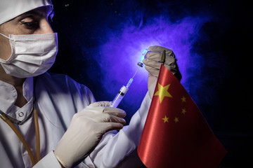 Coronavirus / Corona virus concept. china put mask to fight against Corona virus. Concept of fight...