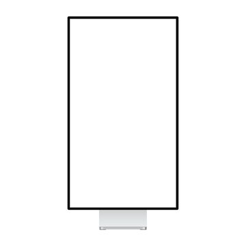 Modern vertical monitor mockup isolated on white background, front view. Vector illustration