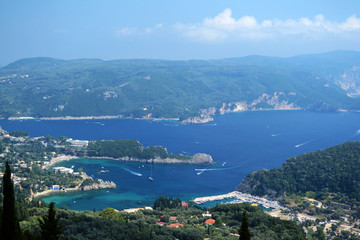 View of Paleokastritsa bays from Bellas Vista turistic point.