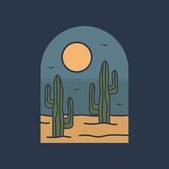 simple logo badge desert design, for t-shirt prints, patches, emblems, posters, badges and labels and other uses