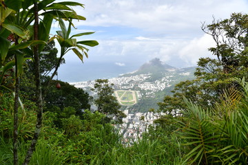Fototapeta na wymiar panoramic views of the Rioin of Copacabana Rio de Janeiro from the observation deck near the Christ Monument