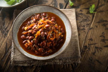 Homemade bean stew with vegetables