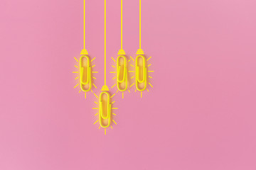 Great ideas concept with paperclip,thinking,creativity,light bulb on blue background,new ideas concept.