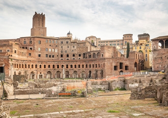 Obraz premium Remains of the Roman square and the Trajan's Forum (Foro di Traiano) in Rome, Lazio, Italy