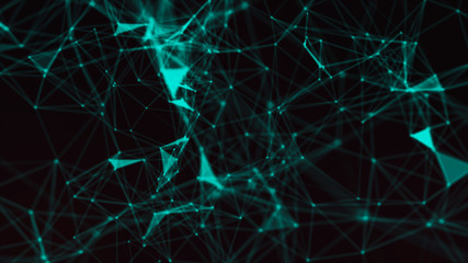 Blurry abstract  3d Abstract Background Network concept . Future backgroundTechnology concept. 3d landscape. Big data. Lanscape with connections dots and lines on dark background. Big data.