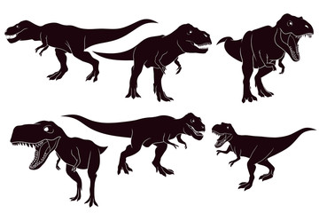 Hand drawn silhouette of tyrannosaurus