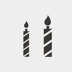 Fototapeta na wymiar birthday candles vector icon with flame for birthdays