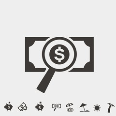 money search vector icon money dollar note with search glass