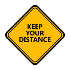 Yellow keep your distance sign. vector icon