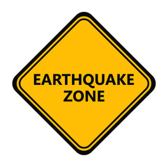 Yellow earthquake zone sign. Vector icon.