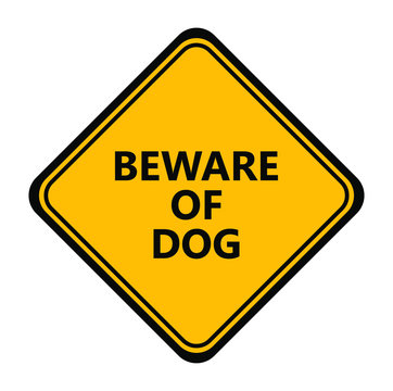 Yellow beware of dog vector sign